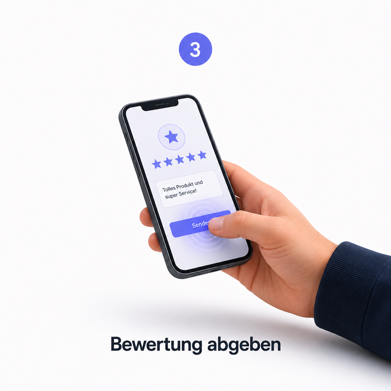 Kunde gibt Google-Bewertung über das Smartphone ab