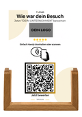 TAPVIO Bewertungsaufsteller aus Holz mit personalisiertem NFC- und QR-Code-Inlay